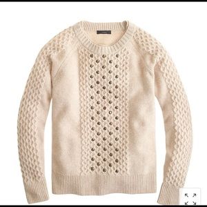 J. Crew Embellished Honeycomb Cable Sweater